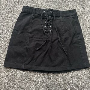 Black Lace-Up Mini Skirt